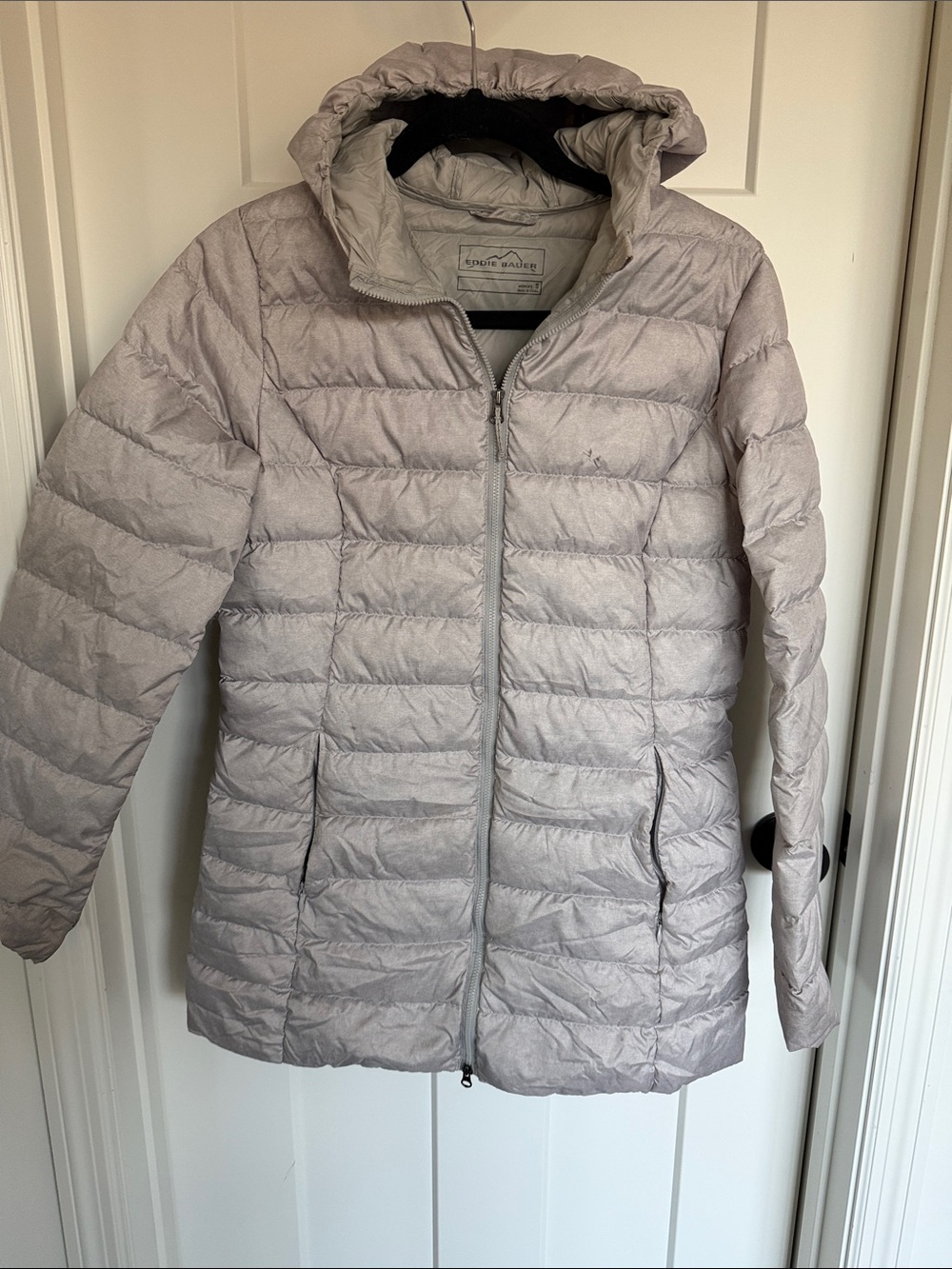 Eddie Bauer Light Taupe Packable Hooded Puffer Coat